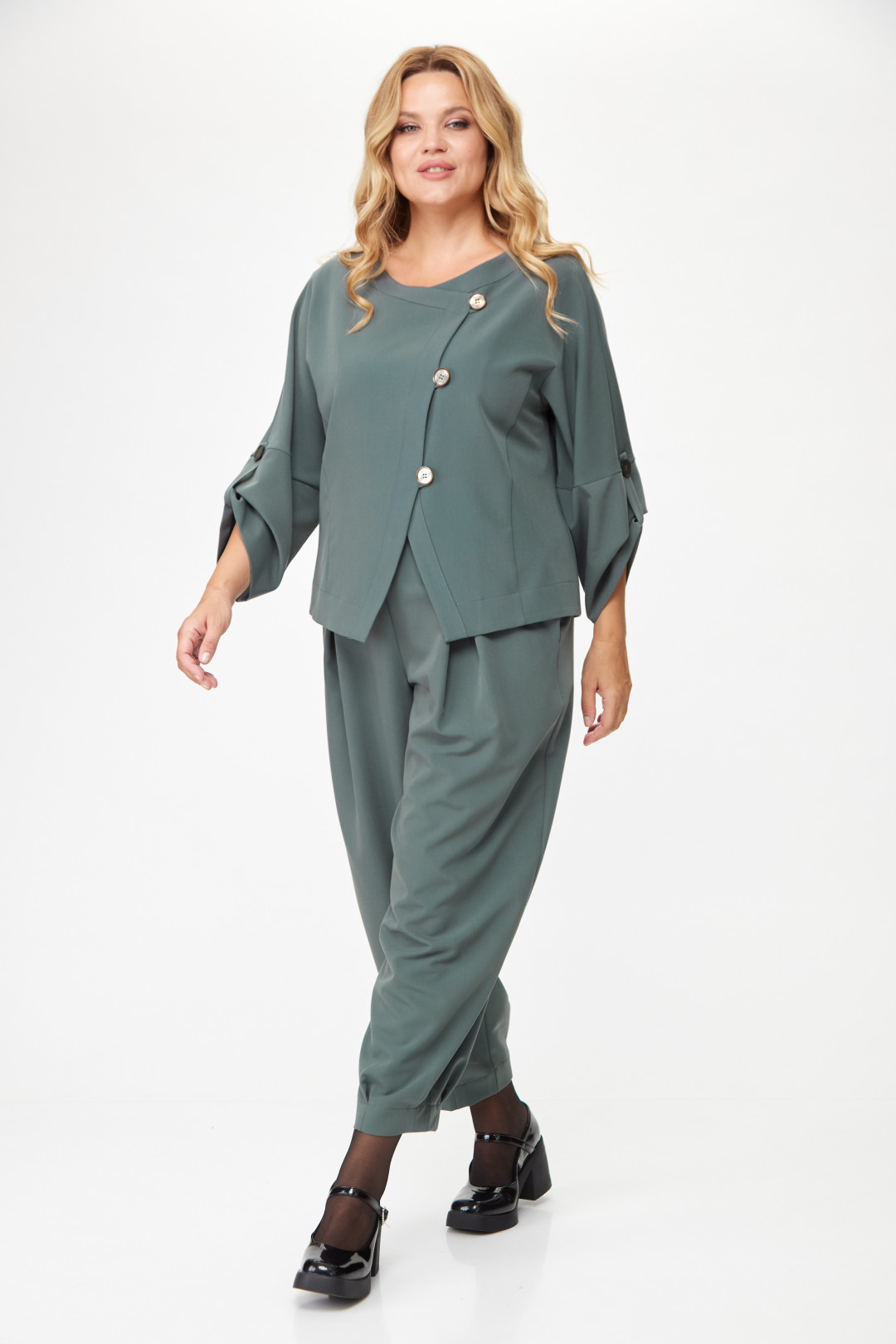 Костюм Мишель Шик 1355 зеленый, графит - фото 2